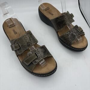 Clarks Sandals Womens Size 10‎ Delana Fenela Wedge Heel Sandal Snake Print